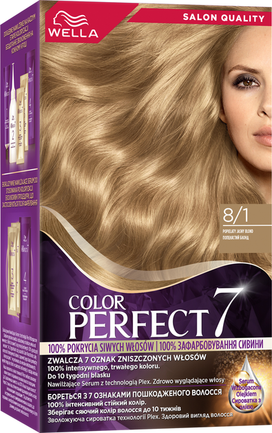 Стойкая краска для волос Wella Color Perfect 7 8/1 Пепельный блонд 120 ...