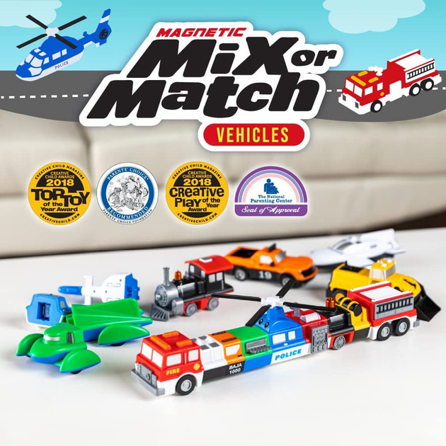 Набір транспортних засобів Popular Playthings Mix Or Match Magnetic Deluxe 2 7 шт (755828603147) - зображення 2