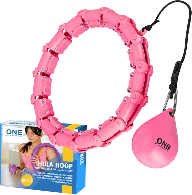 Хула-хуп з тубами та обтяжувачем HMS One Fitness OHA02 Рожевий (5907695552669) - зображення 8