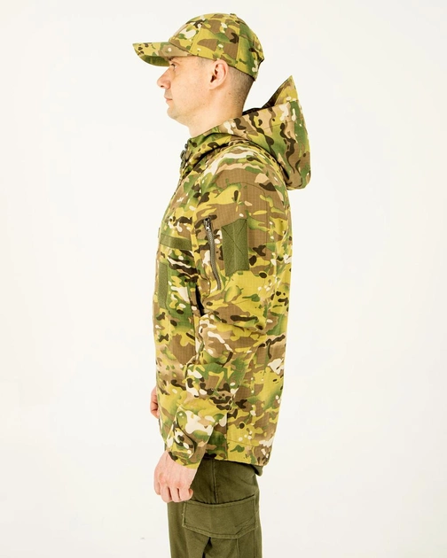 Ветровка куртка мультикам летняя мужская камуфляжная с капюшоном, с липучками под шевроны 56 - изображение 2