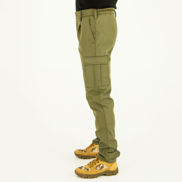 Чоловічі штани утеплені на флісі пояс на резинці, софтшелл рипстоп олива - зображення 2