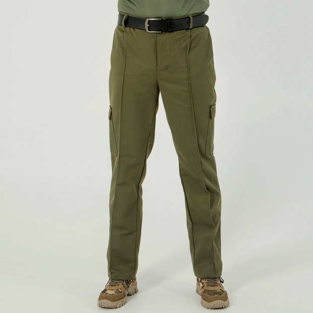Штани чоловічі зі стрілками, 4 кишені,демісезонні,тканина бавовна, колір олива, 46 - зображення 1