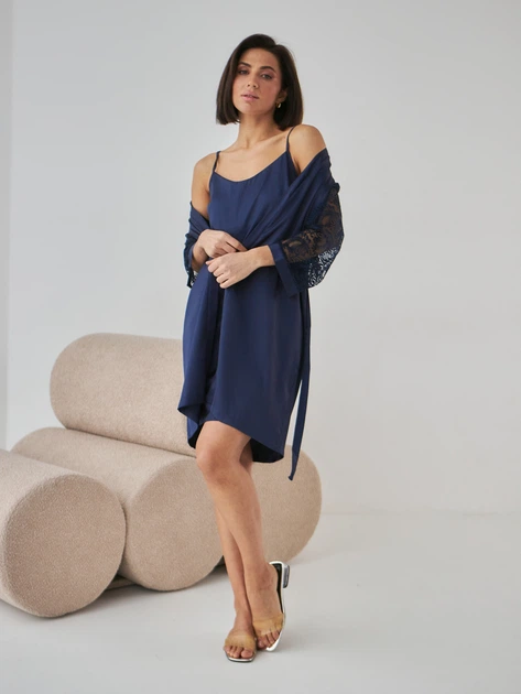 Ночная рубашка женская BARWA garments 0338 L Темно-синяя (2110003383418) - изображение 11