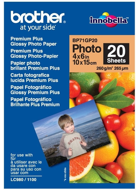 Фотопапір Brother Premium Glossy 10 x 15 cm 20 аркушів (BP71GP20) - зображення 1