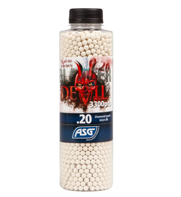 Страйкбольные шарики ASG Blaster Devil 0.20 гр., 3300 шт white (6 мм) - изображение 1