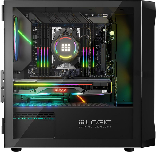 Obudowa Logic Concept Portos Mesh+Glass ARGB fans 3x120 mm Black (AM-PORTOS-10-0000000-0002) - obraz 6