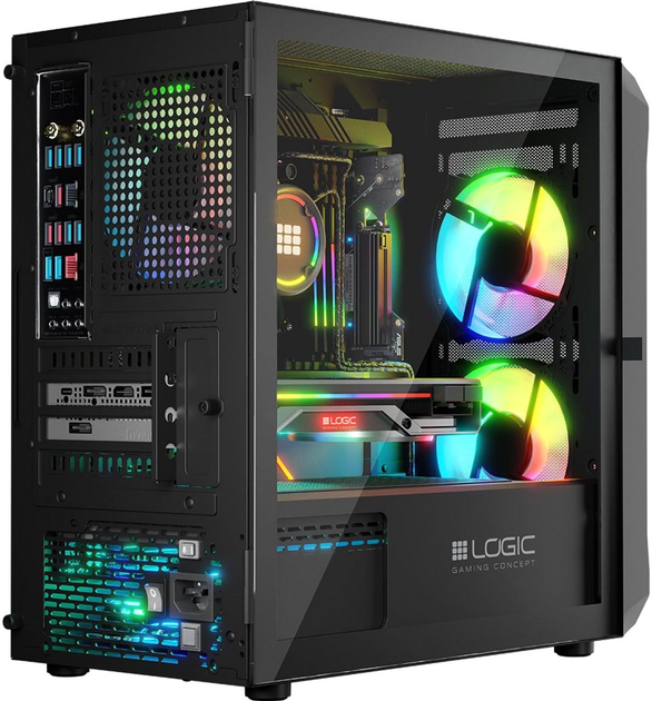 Obudowa Logic Concept Portos Mesh+Glass ARGB fans 3x120 mm Black (AM-PORTOS-10-0000000-0002) - obraz 10
