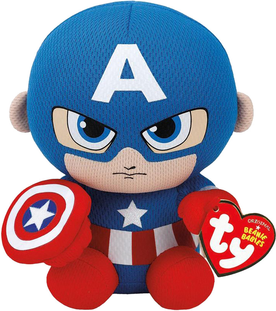 М'яка іграшка TY Beanie Boos Капітан Америка 15 см (0008421411894) - зображення 1