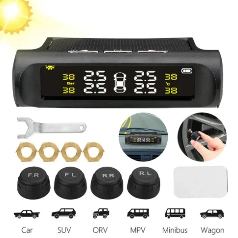 Система контроля давления в шинах и температуры на солнечной батарее TPMS датчики давления шин, измерение давления в колесах автомобиля - изображение 3