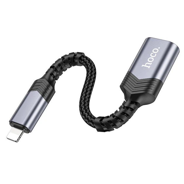 Адаптер Переходник HOCO iP male to USB female 2.0 converte OTG Lightning - USB 2.0 для телефона Серый - изображение 4