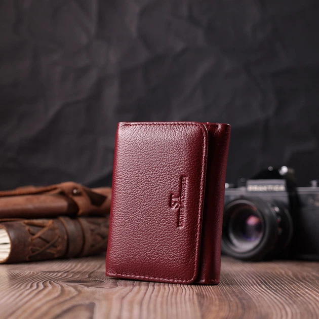 Кожаный интересный кошелек для женщин ST Leather 22507 Бордовый - изображение 8