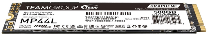 SSD диск Team Group MP44L 500GB M.2 2280 NVMe PCIe 4.0 x4 3D NAND (TLC) (TM8FPK500G0C101) - зображення 3