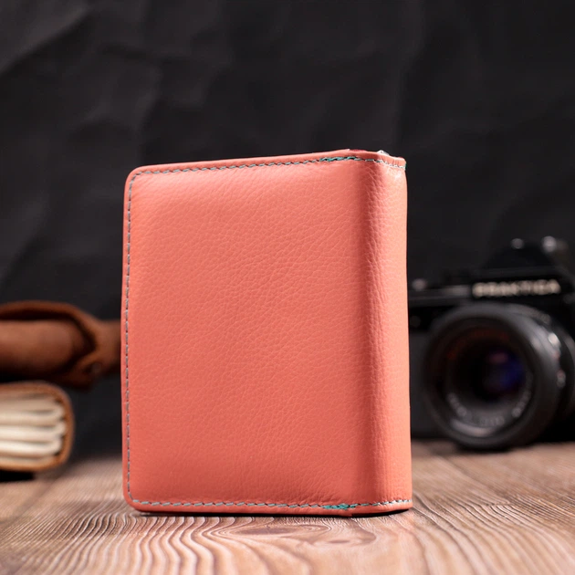 Кожаный женский вертикальный кошелек с монетницей ST Leather Оранжевый (bg194fash38) - изображение 10