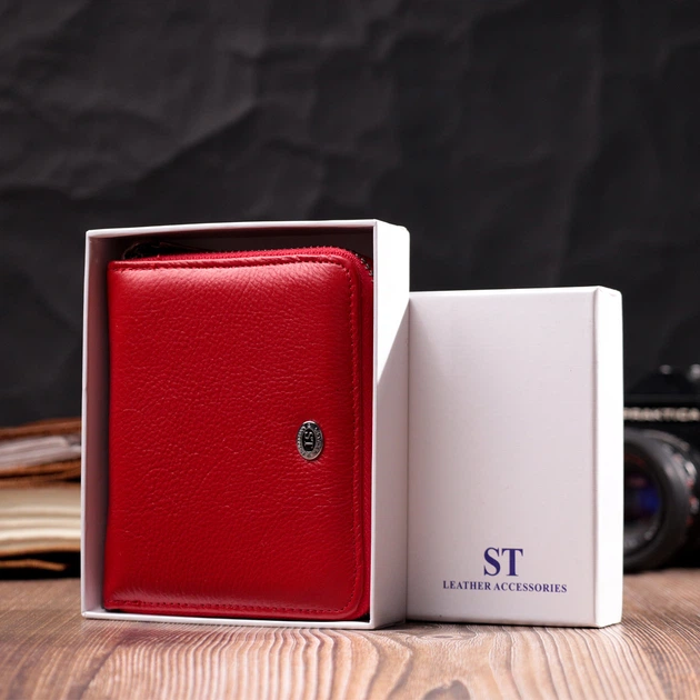 Портмоне Для Женщин На Молнии Из Натуральной Кожи St Leather Красный (259669) - изображение 8