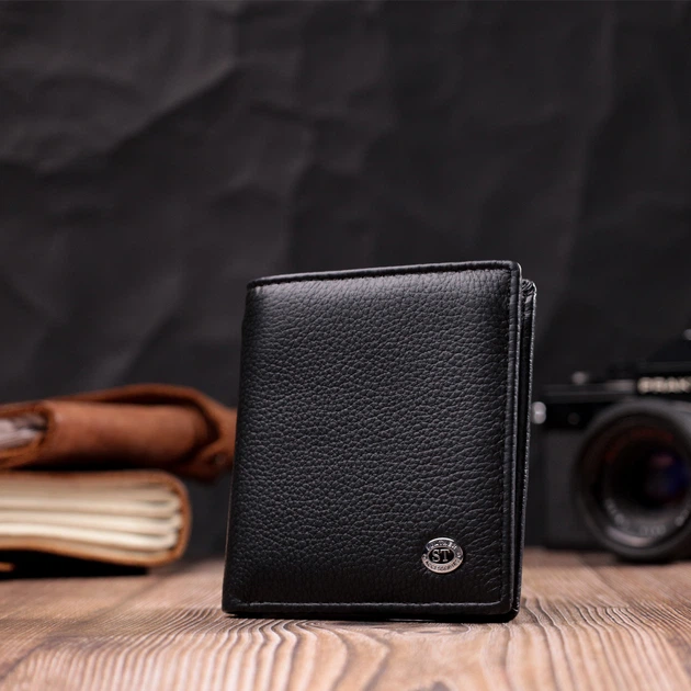 Кошелек ST Leather из натуральной кожи черного цвета с монетницей и магнитной застежкой (bg194fash74) - Фото 12 Кошелек ST Leather из натуральной кожи черного цвета с монетницей и магнитной застежкой (bg194fash74) - изображение 12