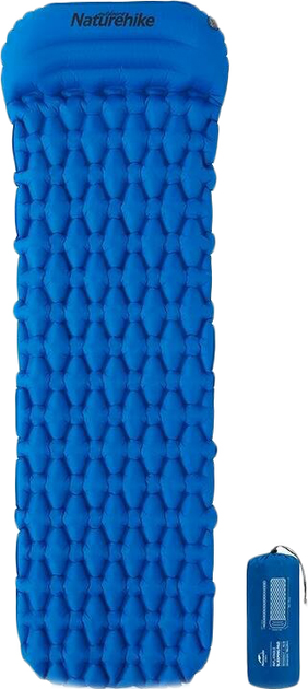 Килимок надувний з подушкою Naturehike FC-12 NH19Z012-P 65 мм Blue (6927595735695) - зображення 1