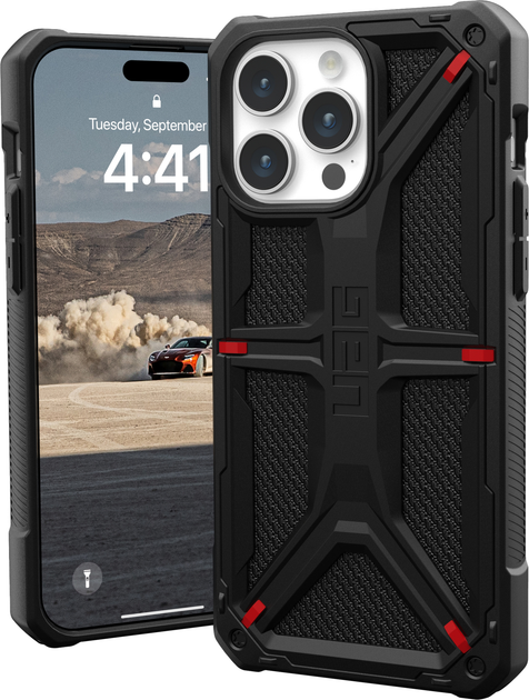 Панель UAG Monarch для Apple iPhone 15 Pro Max Kevlar Black (840283909825) - зображення 1