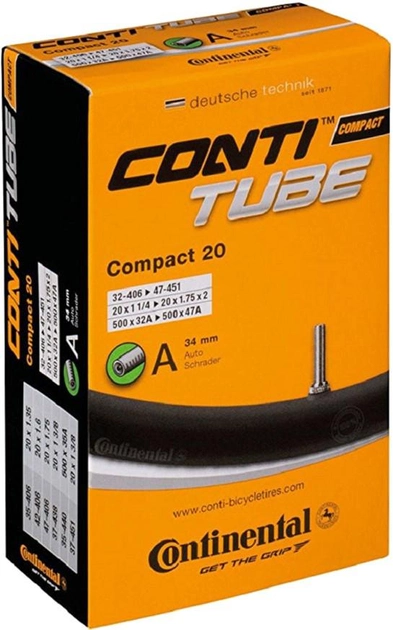 Dętka rowerowa Continental Compact Tube 20" 32-406 / 47-451 AV34 mm (CO0181211) - obraz 1