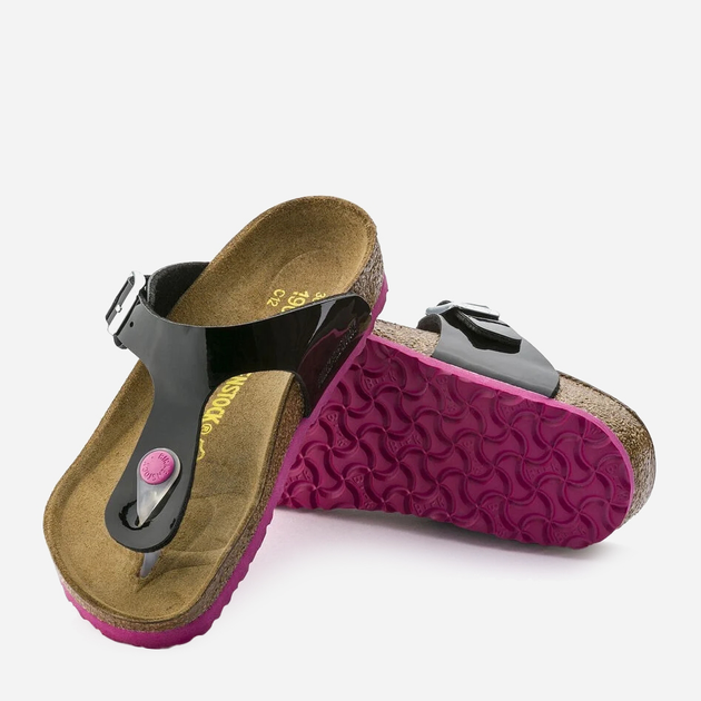 Klapki japonki dziecięce dla dziewczynki Birkenstock GIZEH Kids Birko-Flor Narrow 32 Czarne/Bordowe (4052001218393) - obraz 5