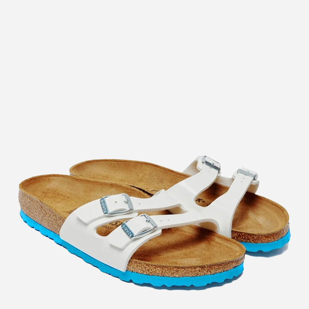 Чоловічі шльопанці Birkenstock IBIZA Birko-Flor Narrow 40 Білий/Блакитний (4052605308735) - зображення 1