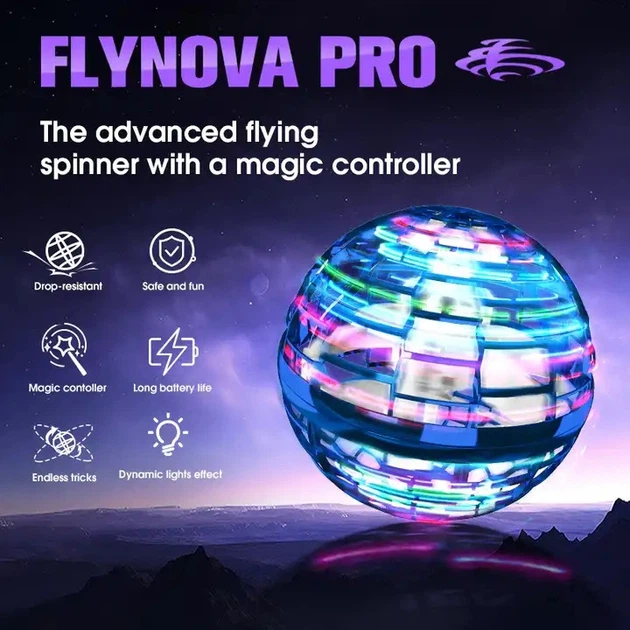 Летающий шар спиннер FlyNova pro Gyrosphere светящийся - изображение 2