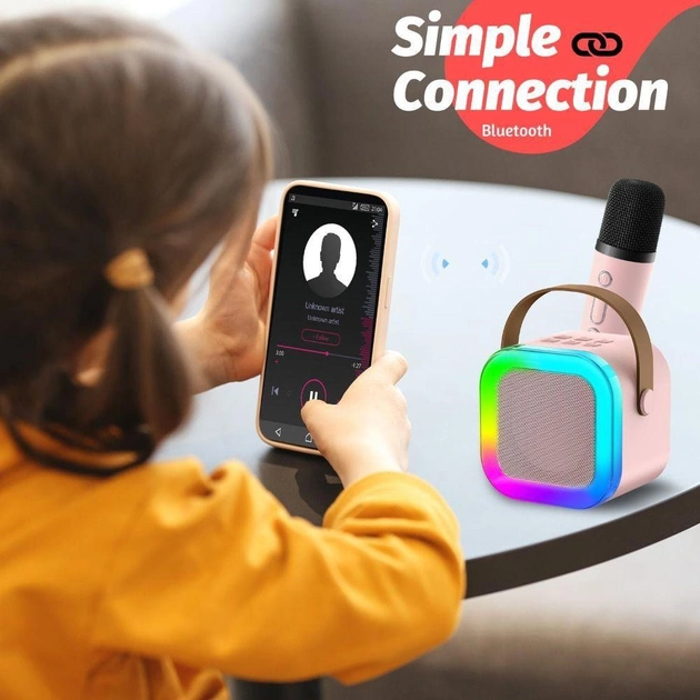 Портативна колонка з караоке мікрофоном Winso K12 Акустика з RGB підсвічуванням та FM-радіо Bluetooth 10Вт - зображення 5