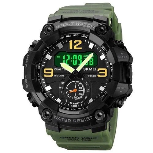 Часы наручные 1965AG SKMEI с подсветкой, ARMY GREEN-BLACK - изображение 3