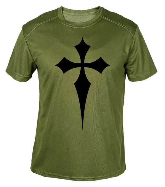 Футболка потоотводящая военная ВСУ с принтом "Крест" в оливе M - изображение 1
