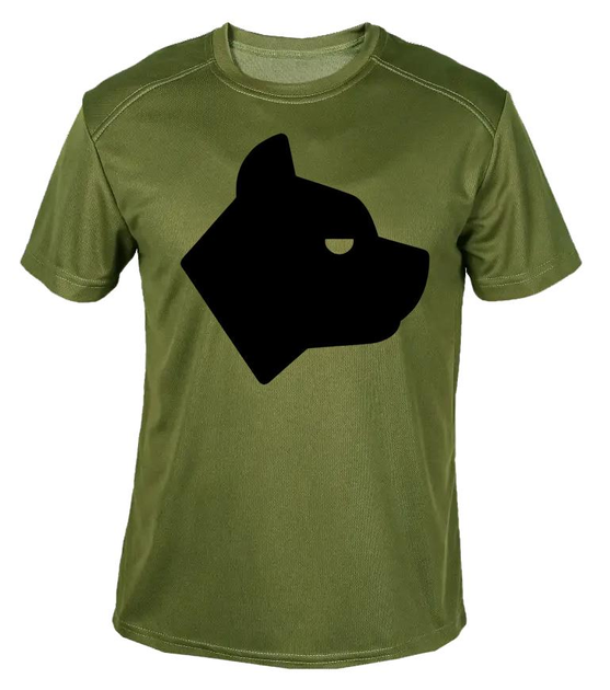 Футболка потоотводящая военная ВСУ с принтом "Голова собаки" в оливе XXL - изображение 1
