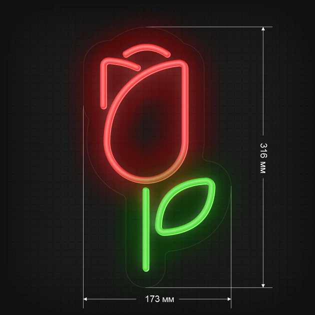 店舗用品 Neon Вывеска для Магазина цветов неоновая LED Інсайт Неон Тюльпан M
