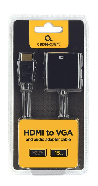 Адаптер Cablexpert HDMI - VGA V 1.4 (M/F), 0.15 м, Black (A-HDMI-VGA-03) - Фото 5 Адаптер Cablexpert HDMI - VGA V 1.4 (M/F), 0.15 м, Black (A-HDMI-VGA-03) - зображення 5