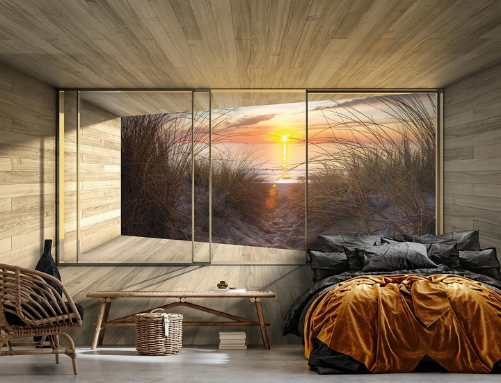 Флизелиновые фотообои 254x184 см 3D Терраса Окно Пляж Вид на Закат (14235V4)+клей - Фото 5 Флизелиновые фотообои 254x184 см 3D Терраса Окно Пляж Вид на Закат (14235V4)+клей - изображение 5