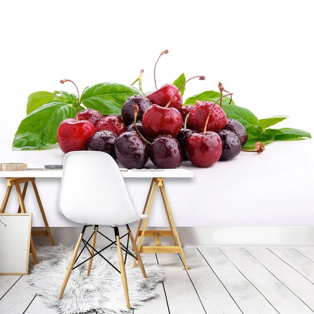 Флизелиновые фотообои 3Д фрукты для кухни с листьями 254x184 см Сочные вишни и черешни (1570V4)+клей - Фото 6 Флизелиновые фотообои 3Д фрукты для кухни с листьями 254x184 см Сочные вишни и черешни (1570V4)+клей - изображение 6
