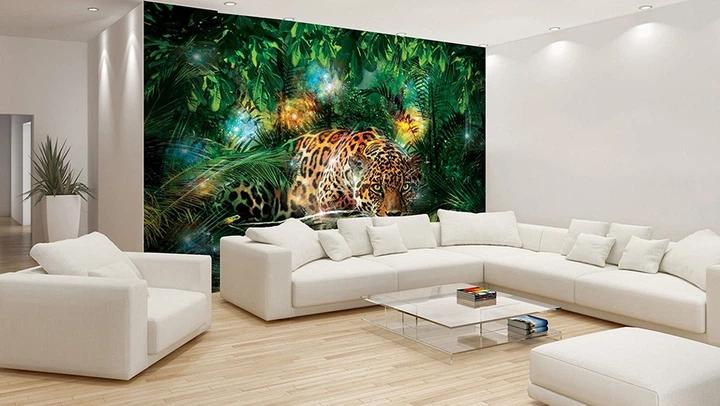 Флизелиновые фотообои фото 3D Животные Кошки Природа 254x184 см Ягуар в джунглях (1333V4)+клей - изображение 4