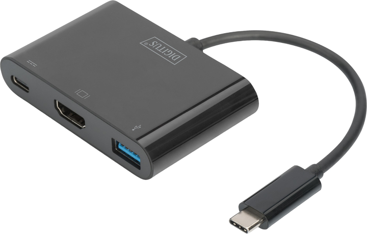 Adapter Digitus USB Type-C – HDMI/USB Type-C/USB Type-A Black (DA-70855) - obraz 1