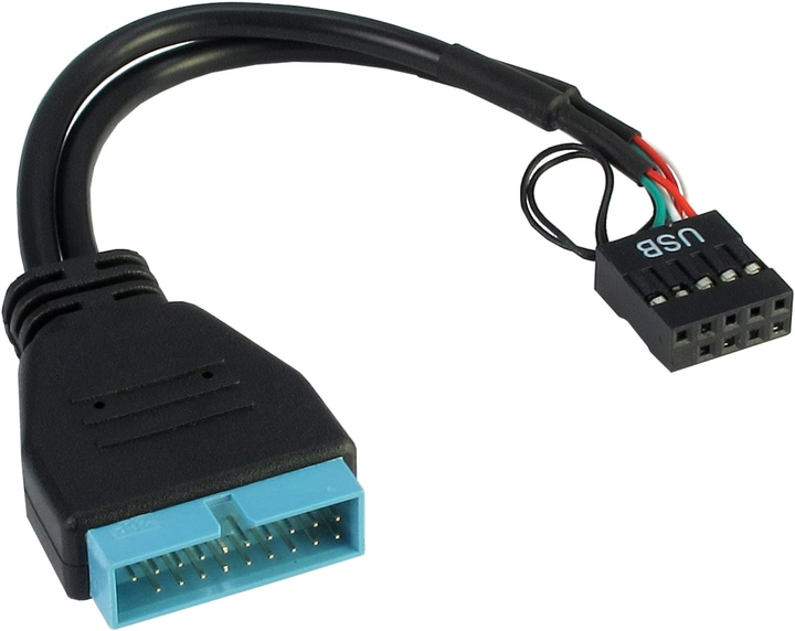 Adapter Inter-Tech USB 2.0 Header – USB 3.0 Header 0.15 m Black (88885217) - obraz 1