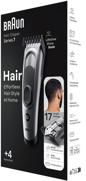 Maszynka do strzyżenia włosów Braun Series 7 HC7390 (448792) - obraz 3