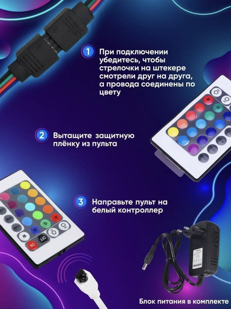 Светодиодная LED лента комплект RGB 5050 (300LED) с блоком питания и пультом комплект 5 метров защита IP68 - Фото 4 Светодиодная LED лента комплект RGB 5050 (300LED) с блоком питания и пультом комплект 5 метров защита IP68 - изображение 4