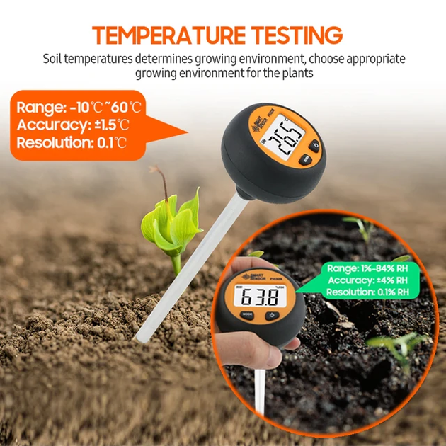Аналізатор ґрунту РН-328 Smart Sensor (3в1, рН/вологість/темп, цифровий) Smart Sensor - зображення 5