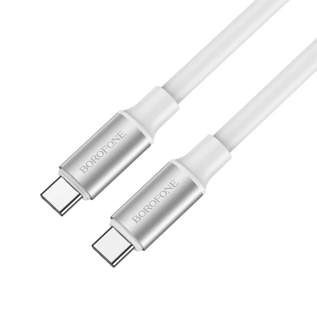 Кабель USB Borofone BX82 Bountiful передачі даних Type-C to Type-C, 1m, підтримка 60W (20V/3A) для ноутбука, струму 3A Білий - зображення 2