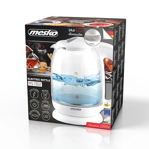 Электрочайник MESKO MS 1302W POLAND 1.7L стеклянный - изображение 9