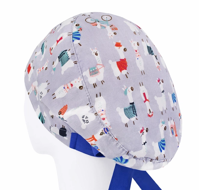 Медицинская шапочка женская HeadwearUniverse универсальная принт Ламы на сером - изображение 2
