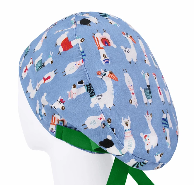 Медицинская шапочка женская HeadwearUniverse универсальная принт Ламы на джинсовом - изображение 2