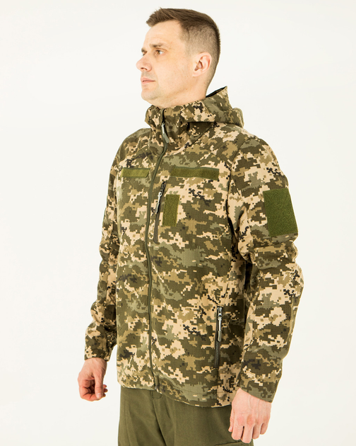 Ветровка Пиксель, куртка летняя мужская камуфляжная с капюшоном, с липучками под шевроны 50 - изображение 2