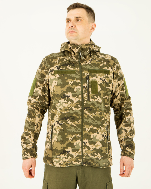 Ветровка Пиксель, куртка летняя мужская камуфляжная с капюшоном, с липучками под шевроны 48 - изображение 1