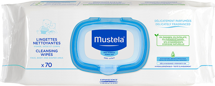 Chusteczki oczyszczające Mustela Be-Be do pielęgnacji okolic pieluszkowych 70 szt (3504105030506) - obraz 1