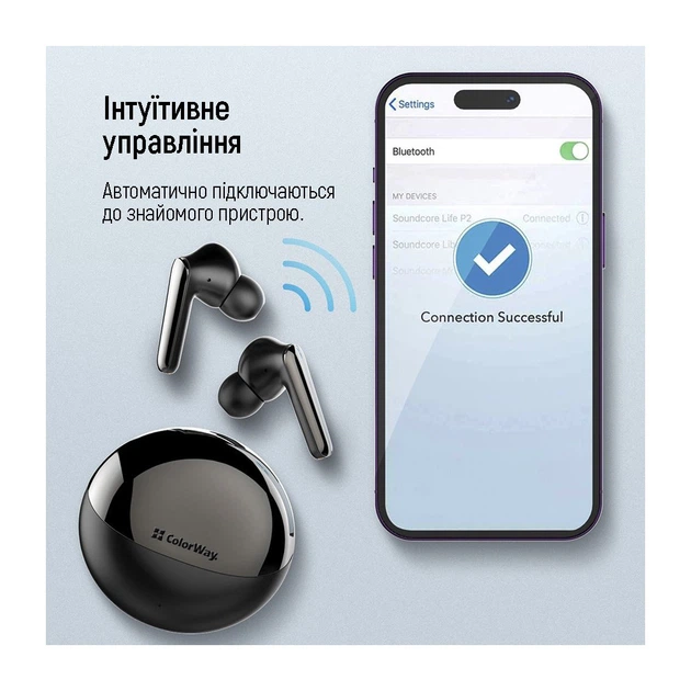 Навушники ColorWay TWS-3 Earbuds Black (CW-TWS3BK) - Фото 9 Навушники ColorWay TWS-3 Earbuds Black (CW-TWS3BK) - изображение 9