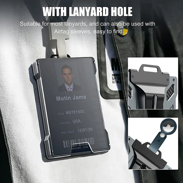 Держатель для кредитных карт DIENQI C2204H1 бумажник с блокировкой RFID Серый - Фото 5 Держатель для кредитных карт DIENQI C2204H1 бумажник с блокировкой RFID Серый - изображение 5
