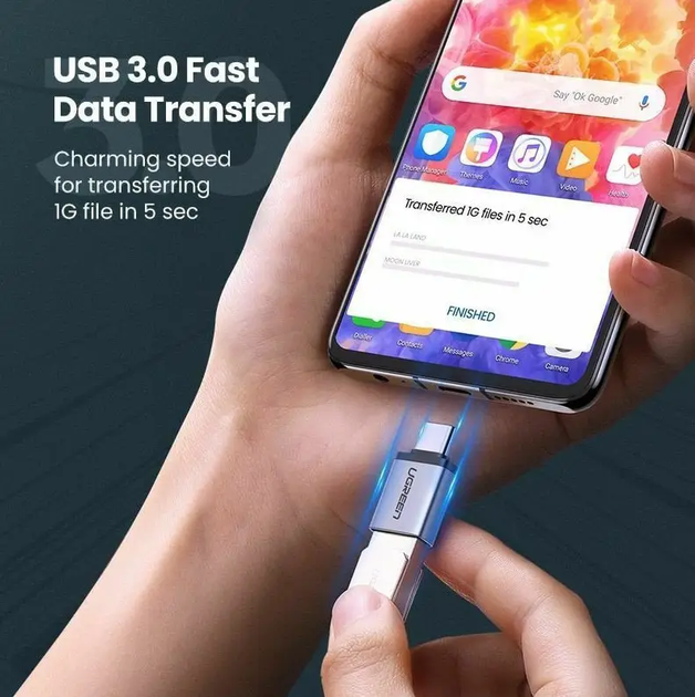 Адаптер Type-C to USB 3.0 Ugreen US270 с карабином Space Gray Aluminium (50283) - изображение 12