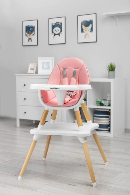 Стільчик для годування Caretero Tuva 2 в 1 Рожевий TERO-7708 (5908310395678) - зображення 12